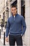 Bardem Cable Knit Half-Zip Men's Knit Sweater - Indigo - 3