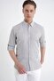 Comfort Fit Foldable Cuff Collar 100% Cotton Khaki Striped Shirt g 1600 - 4
