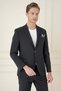 Slim Fit Pocket Pocket Stretchy Spandex Blend Plain Black Blazer Jacket C 696 - 3