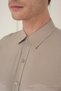 Slim Fit 100% Modal Men's Collared Long Sleeve Beige Shirt Gk 743 - 4