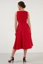 Regular Fit Crew Neck Pocketed Pleated Midi Length Evening Dress and Graduation Dress Women Dress 6111963 - 6