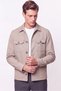 Comfort Fit Side Pocket Buttoned Flexible Beige Linen Shirt Jacket C 737 - 7