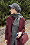 Winter Furry Cashmere Visor Hat and Scarf Set, Bat-2Tk, Gray - 2