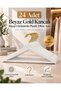 24 Pieces of White Gold Plastic Clothes Hangers with Wooden Look and Hooks