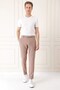 Comfort Fit Belden Fabric Belted Cotton Beige Jogger Pants P 1154 - 2