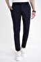 Comfort Fit Comfortable Fit Elastic Waist Dobby Woven Flexible Cotton Navy Blue Jogger Pants P 1217