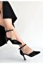 Weja Black Skin Tulle Detailed Heeled Shoes - 3
