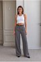 Women's High Waist Belt Detailed Elastic Waist Loose Palazzo Fabric Trousers - 5