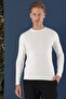 Slim Fit Ribbed Plain Ecru Wool Crew Neck Knitwear Sweater Tr 858 - 4