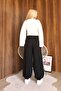 Modal Fabric Elastic Waist Shalwar Trousers Black Color - 6