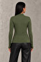 Women's Khaki Finger Detailed Bodysuit - 7