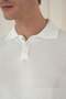 Ribbed Woven Buttoned Polo Neck Ecru Knitwear Sweater Tr 887 - 4