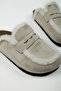 Alka Fur Women's Vegan Leather Beige Sabo Slippers - 3