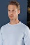 Slim Fit Ribbed Plain Blue Wool Crew Neck Knitwear Sweater Tr 858 - 6