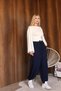 Modal Fabric Elastic Waist Shalwar Trousers Navy Blue Color - 3