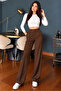 BROWN Scuba Crepe FRONT Pleated Palazzo Pants(launch price for a limited time) - 3