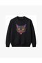 Neon Gothic Monster Cat Embroidered Crew Neck Sweatshirt Unisex - 2