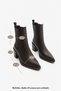 Women's Pointed Toe Double Elastic Thick Heeled Boots Solav Brown - 8