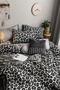 Fitted Sheet Duvet Cover Set Single Leopard Pure Black White - 4