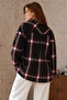 Women's Black-Burgundy Men's Collar Side Slit Oversized Jacket Arm-26K001009 - 2