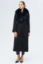Detachable Fur Belted Long Cashmere Coat Black 3133-Tk