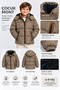Boy's Hooded Inflatable Coat with Zipper Pockets Winter Coat Anthracite Black Mink Ak4257 - 2