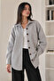 Women's Gray Oversize Stitched Pocket Shirt Arm-22y001156