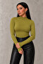 Women's Oil Green Finger Detailed Bodysuit - 6