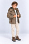 Boy's Hooded Inflatable Coat with Zipper Pockets Winter Coat Anthracite Black Mink Ak4257 - 3