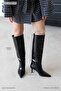 Victor Women's Pointed Toe Heeled Wrinkled Leather Boots Black - 2
