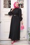 Buttoned Black Hijab Dress 19044S - 2