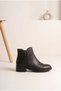 Leno Black Side Zipper Low Heeled Winter Women's Boots - 2