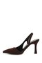 Women's Brown Stiletto Heel U Open Back Shoes - 6