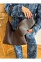 Leather Tote Shoulder Bag with Adjustable Lock Strap and Puppy - 5