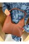 Leather Tote Shoulder Bag with Adjustable Lock Strap and Puppy - 2