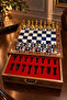 Premium Handmade Chess Set, Gold Silver Plated Metal Pieces, Wooden Chess, Gift, Chess Set 33 × 33 × 7 cm - 2