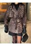 Imported Cashew Fabric Leopard Pattern Belted Belt and Zipper Detail Lined Design Trench Coat - 3