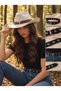 Women's Internally Adjustable Metal Buckle Patterned Cowboy Hat Fedora Hat Belt Set - 5