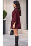 Standard Size Premium Burgundy Color Buttoned Belted Cashmere Cape Poncho - 4