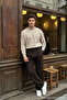 Men's Fabric Baggy Fit Pleated Brown Trousers - 2