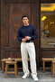 Men's Fabric Baggy Pleated White Trousers - 2