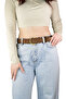100% Genuine Leather, 4 cm Suede Milk Brown Women's Belt with Gold Buckle; Jeans, Sports Belt=Suede.70.Sütka - 2
