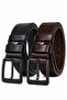 2 Pack Black Brown Men's Genuine Leather Black Buckle Men's Jeans Belt 4.5 cm Black-Brown