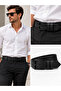 Men's 100% Genuine Buffalo Leather Black Buckle Men's Jeans Belt 4.5 cm Black - 3
