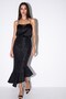 Black Midi Skirt with Flywheel Detail
