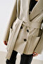Belted Double-Breasted Pocketed Blazer Jacket Stone - 5