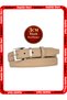 Genuine Leather, 3 cm Silver Color Buckle, Dark Cream, Stitched Classic Women's Belt, 3Cmkla48