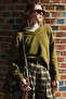 V-Neck Short Knit Sweater Green
