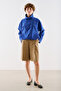 Technical Fabric Buttoned Bomber Jacket Blue - 6