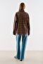Plaid Patterned Stand-Up Collar Shirt Burgundy - 6